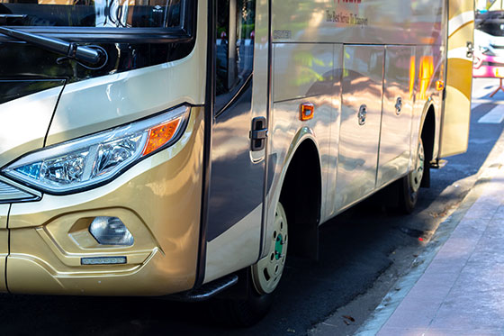 charter bus rental frontal view