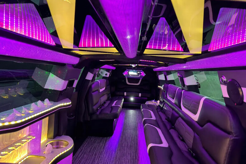 colorful limo service interior