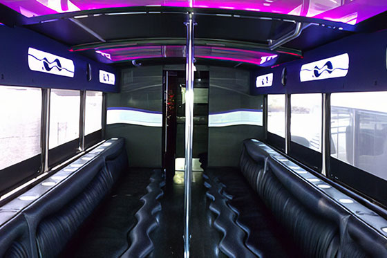 party bus wraparound seating